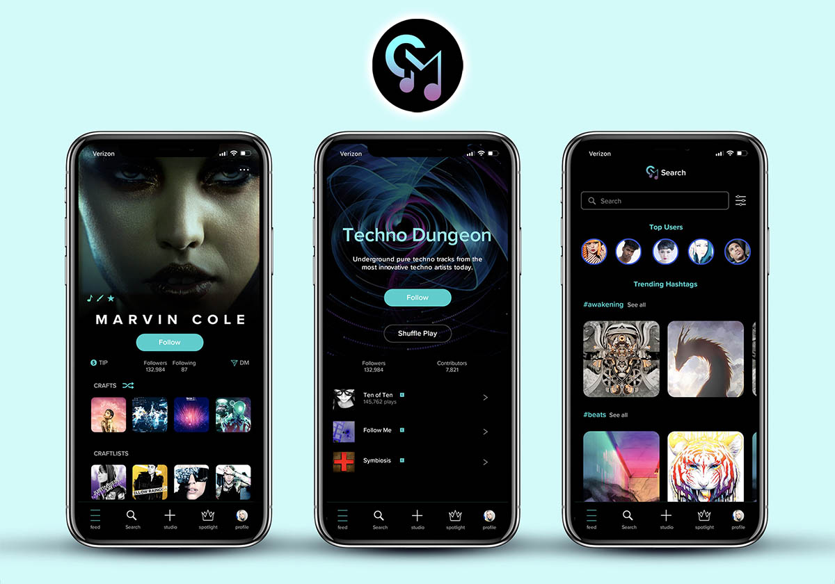 CRAFT MUSIC application screens